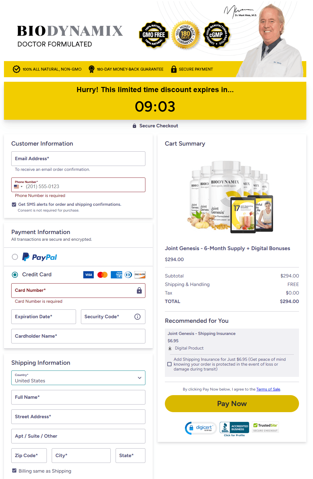 secure checkout page